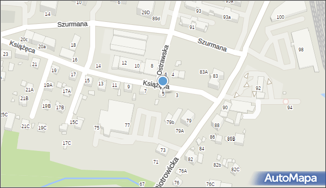 Katowice, Książęca, 5, mapa Katowic