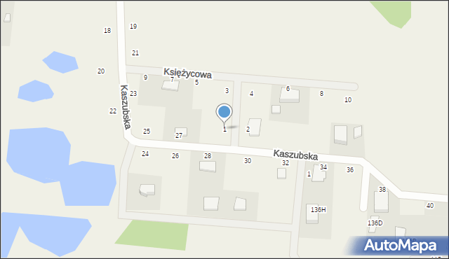 Kawle Górne, Księżycowa, 1, mapa Kawle Górne