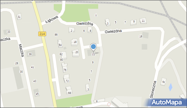 Kościerzyna, Księżycowa, 11, mapa Kościerzyna