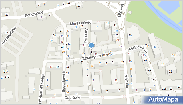 Koszalin, Księżnej Anastazji, 8, mapa Koszalina