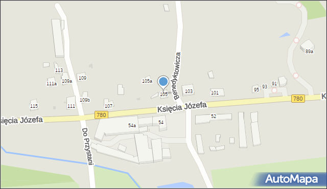 Kraków, Księcia Józefa, 105, mapa Krakowa