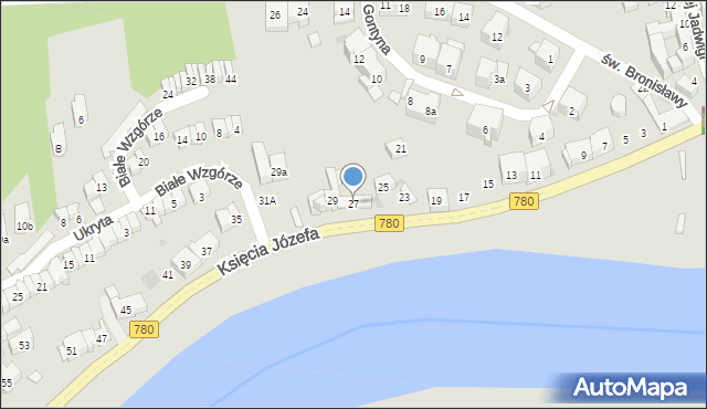 Kraków, Księcia Józefa, 27, mapa Krakowa