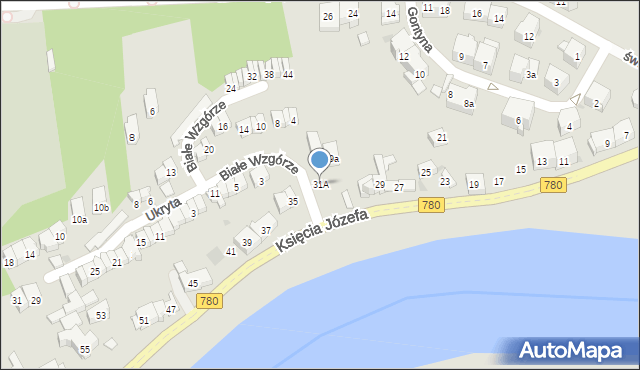 Kraków, Księcia Józefa, 31A, mapa Krakowa