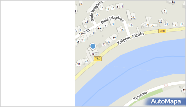 Kraków, Księcia Józefa, 45, mapa Krakowa