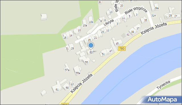 Kraków, Księcia Józefa, 53, mapa Krakowa