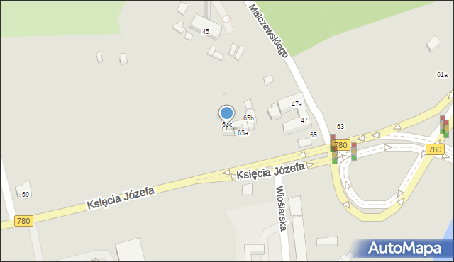 Kraków, Księcia Józefa, 65d, mapa Krakowa