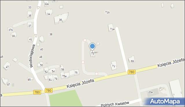 Kraków, Księcia Józefa, 73, mapa Krakowa