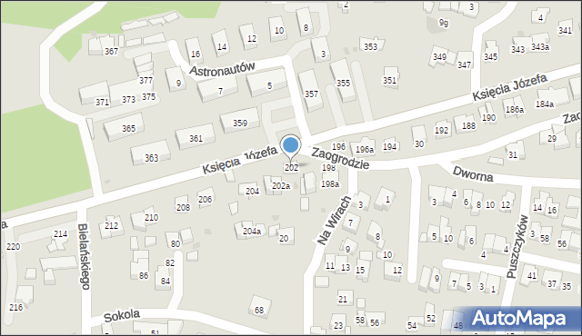 Kraków, Księcia Józefa, 202, mapa Krakowa