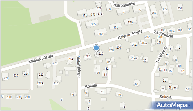 Kraków, Księcia Józefa, 210a, mapa Krakowa