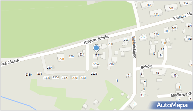 Kraków, Księcia Józefa, 222, mapa Krakowa