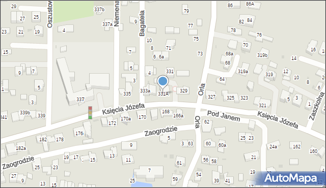 Kraków, Księcia Józefa, 331A, mapa Krakowa