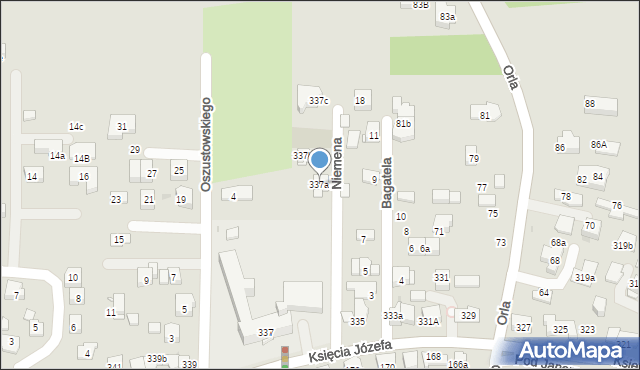 Kraków, Księcia Józefa, 337a, mapa Krakowa