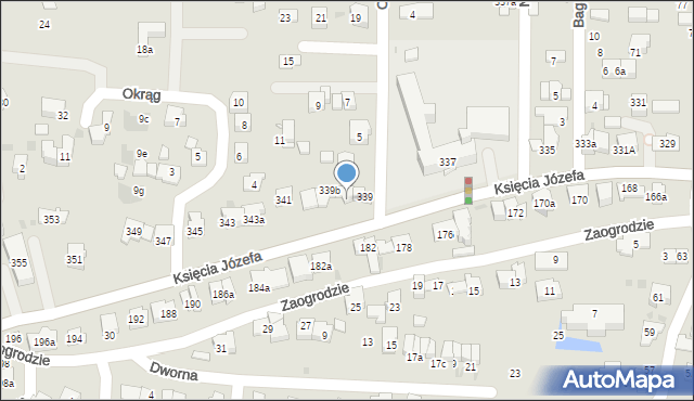 Kraków, Księcia Józefa, 339a, mapa Krakowa
