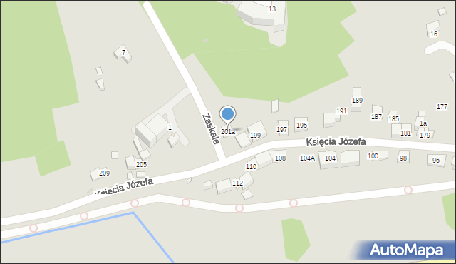 Kraków, Księcia Józefa, 201a, mapa Krakowa