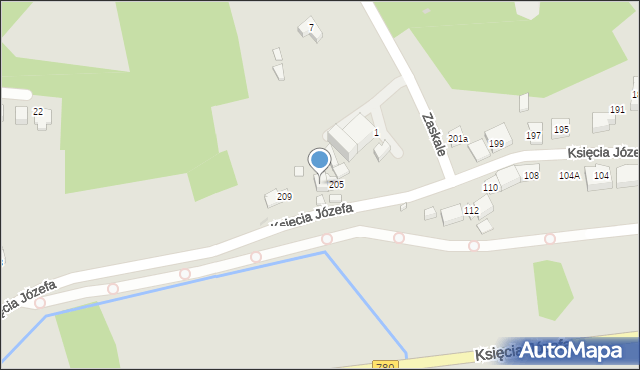 Kraków, Księcia Józefa, 207, mapa Krakowa