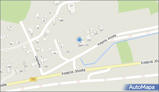 Kraków, Księcia Józefa, 235, mapa Krakowa