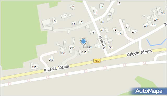 Kraków, Księcia Józefa, 245a, mapa Krakowa