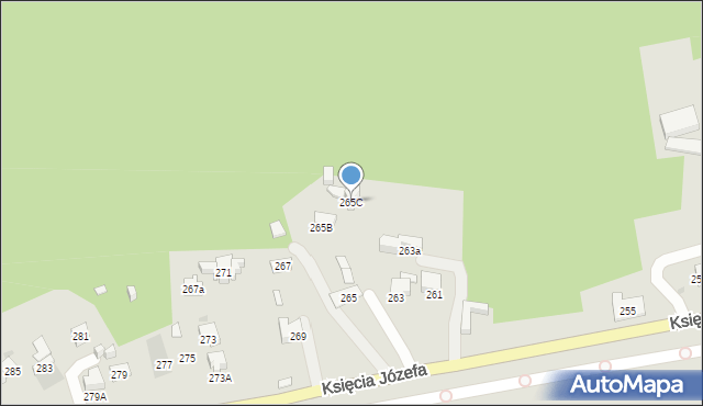 Kraków, Księcia Józefa, 265C, mapa Krakowa