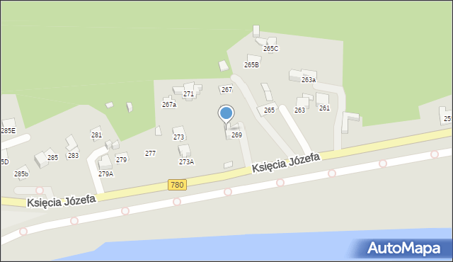 Kraków, Księcia Józefa, 269a, mapa Krakowa