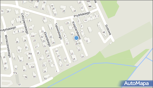 Kraków, Księżarskiego Feliksa, 10, mapa Krakowa