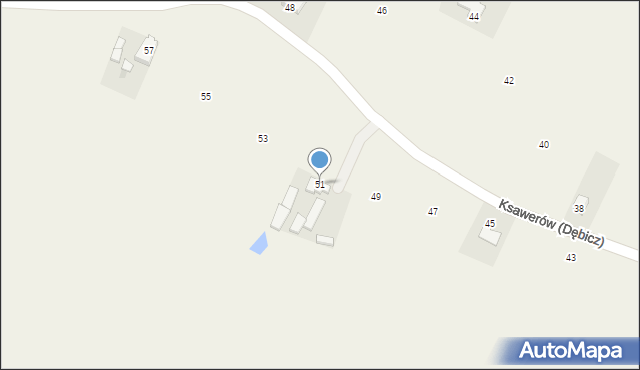 Ksawerów (Dębicz), Ksawerów (Dębicz), 51, mapa Ksawerów (Dębicz)