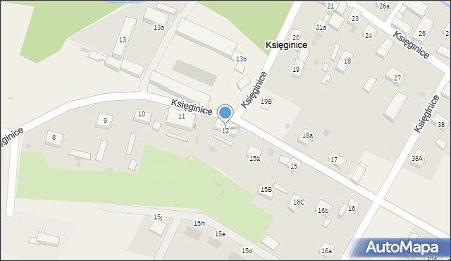 Księginice, Księginice, 12, mapa Księginice