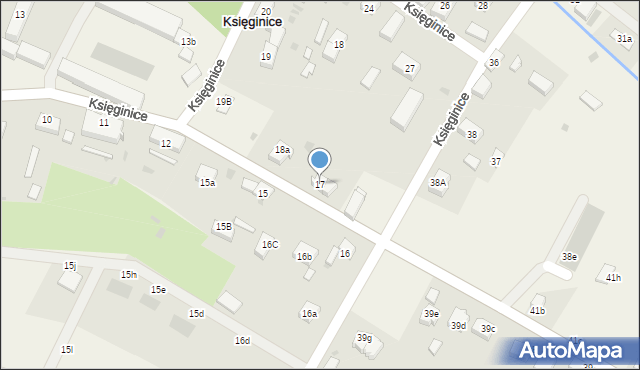 Księginice, Księginice, 17, mapa Księginice