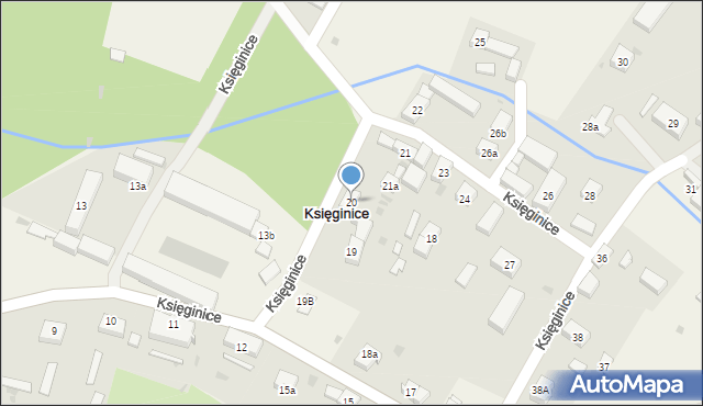 Księginice, Księginice, 20, mapa Księginice