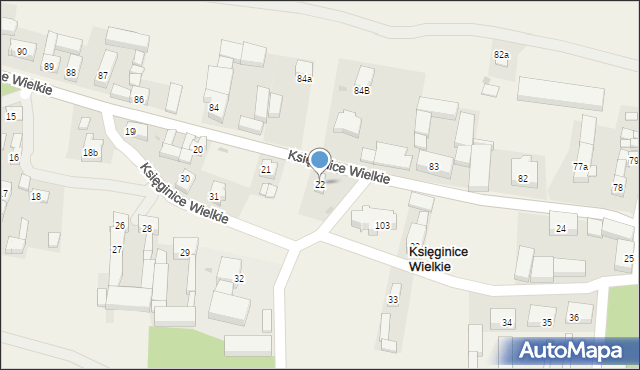 Księginice Wielkie, Księginice Wielkie, 22, mapa Księginice Wielkie