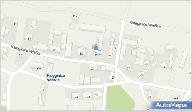Księginice Wielkie, Księginice Wielkie, 80, mapa Księginice Wielkie
