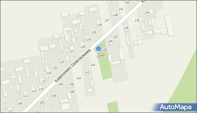 Księżomierz Dzierzkowska, Księżomierz Dzierzkowska, 116, mapa Księżomierz Dzierzkowska