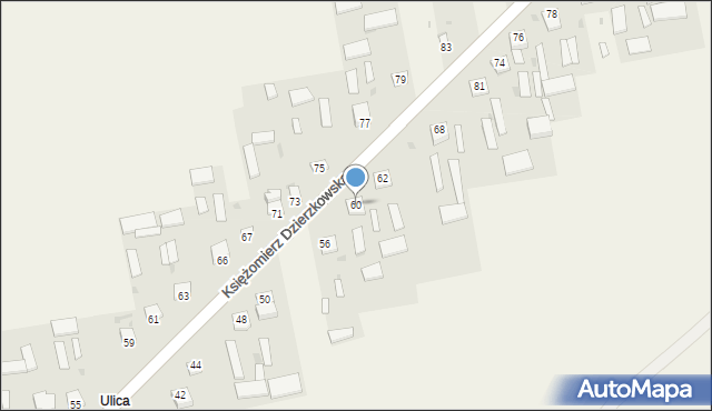 Księżomierz Dzierzkowska, Księżomierz Dzierzkowska, 60, mapa Księżomierz Dzierzkowska