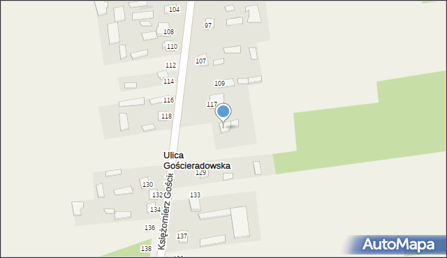 Księżomierz Gościeradowska, Księżomierz Gościeradowska, 121, mapa Księżomierz Gościeradowska