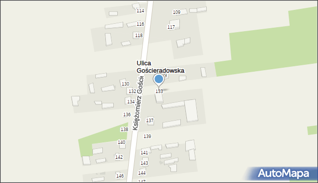Księżomierz Gościeradowska, Księżomierz Gościeradowska, 133, mapa Księżomierz Gościeradowska