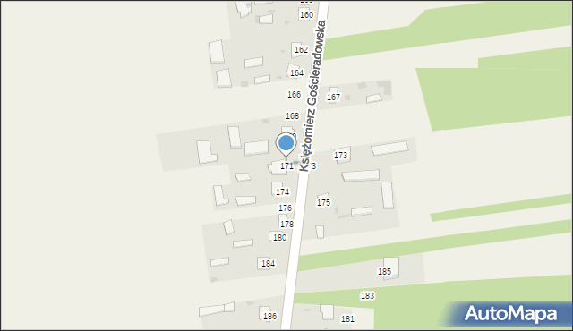 Księżomierz Gościeradowska, Księżomierz Gościeradowska, 171, mapa Księżomierz Gościeradowska