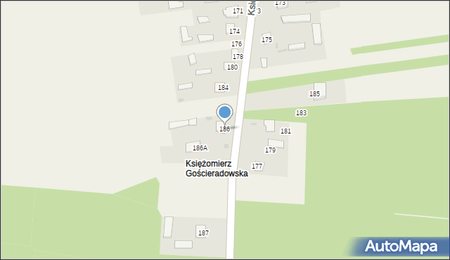 Księżomierz Gościeradowska, Księżomierz Gościeradowska, 186, mapa Księżomierz Gościeradowska