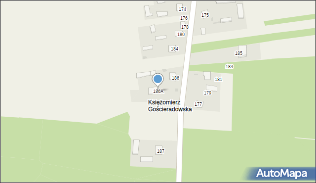Księżomierz Gościeradowska, Księżomierz Gościeradowska, 186A, mapa Księżomierz Gościeradowska
