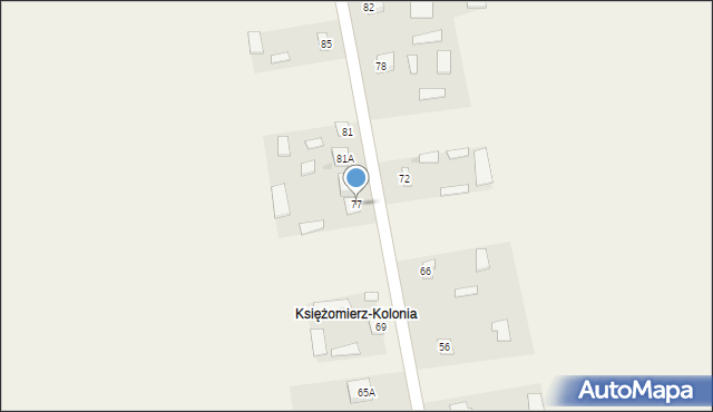 Księżomierz-Kolonia, Księżomierz-Kolonia, 77, mapa Księżomierz-Kolonia