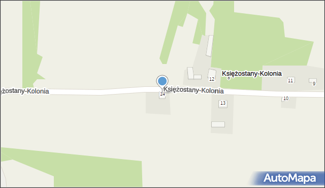 Księżostany-Kolonia, Księżostany-Kolonia, 14, mapa Księżostany-Kolonia