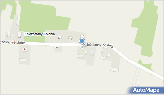 Księżostany-Kolonia, Księżostany-Kolonia, 6, mapa Księżostany-Kolonia