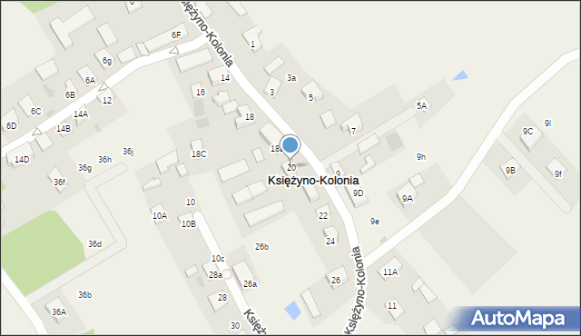 Księżyno-Kolonia, Księżyno-Kolonia, 20, mapa Księżyno-Kolonia