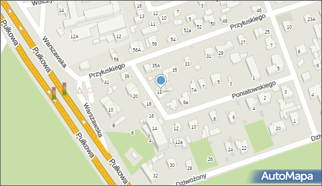 Łomianki, Księcia Józefa Poniatowskiego, 9, mapa Łomianki