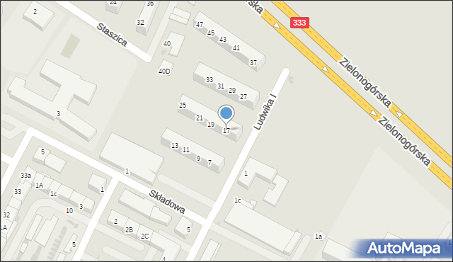 Lubin, Księcia Ludwika I, 17, mapa Lubin