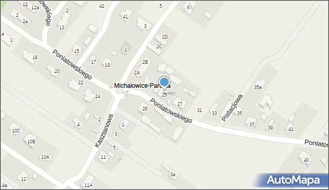 Michałowice-Wieś, Księcia Józefa Poniatowskiego, 25, mapa Michałowice-Wieś