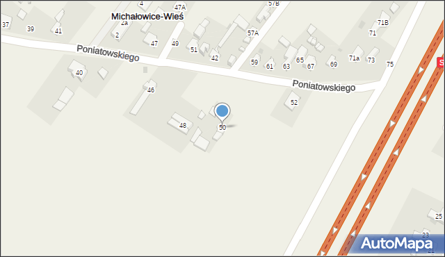 Michałowice-Wieś, Księcia Józefa Poniatowskiego, 50, mapa Michałowice-Wieś