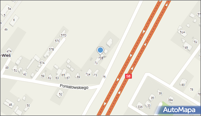 Michałowice-Wieś, Księcia Józefa Poniatowskiego, 71B, mapa Michałowice-Wieś