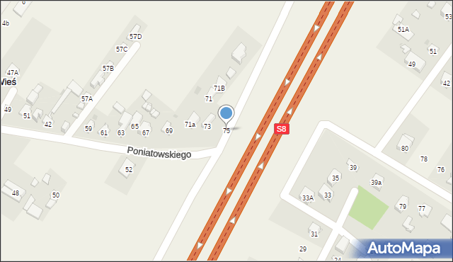 Michałowice-Wieś, Księcia Józefa Poniatowskiego, 75, mapa Michałowice-Wieś
