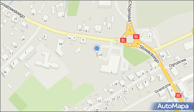 Mieszkowice, Księcia Józefa Poniatowskiego, 3, mapa Mieszkowice