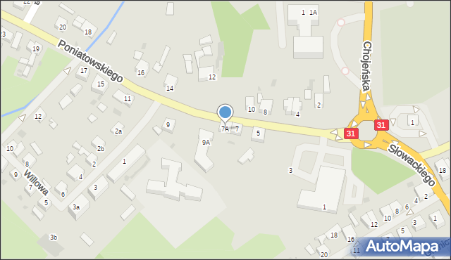 Mieszkowice, Księcia Józefa Poniatowskiego, 7A, mapa Mieszkowice
