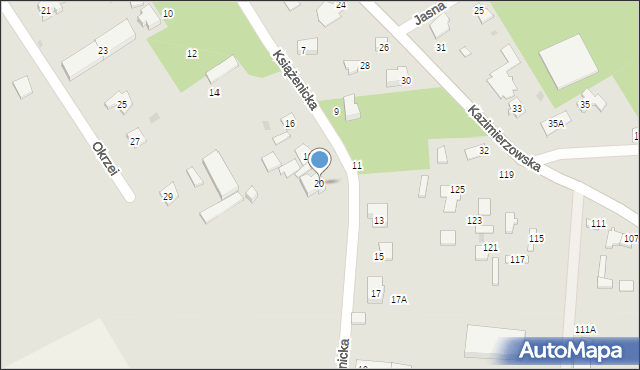 Milanówek, Książenicka, 20, mapa Milanówek